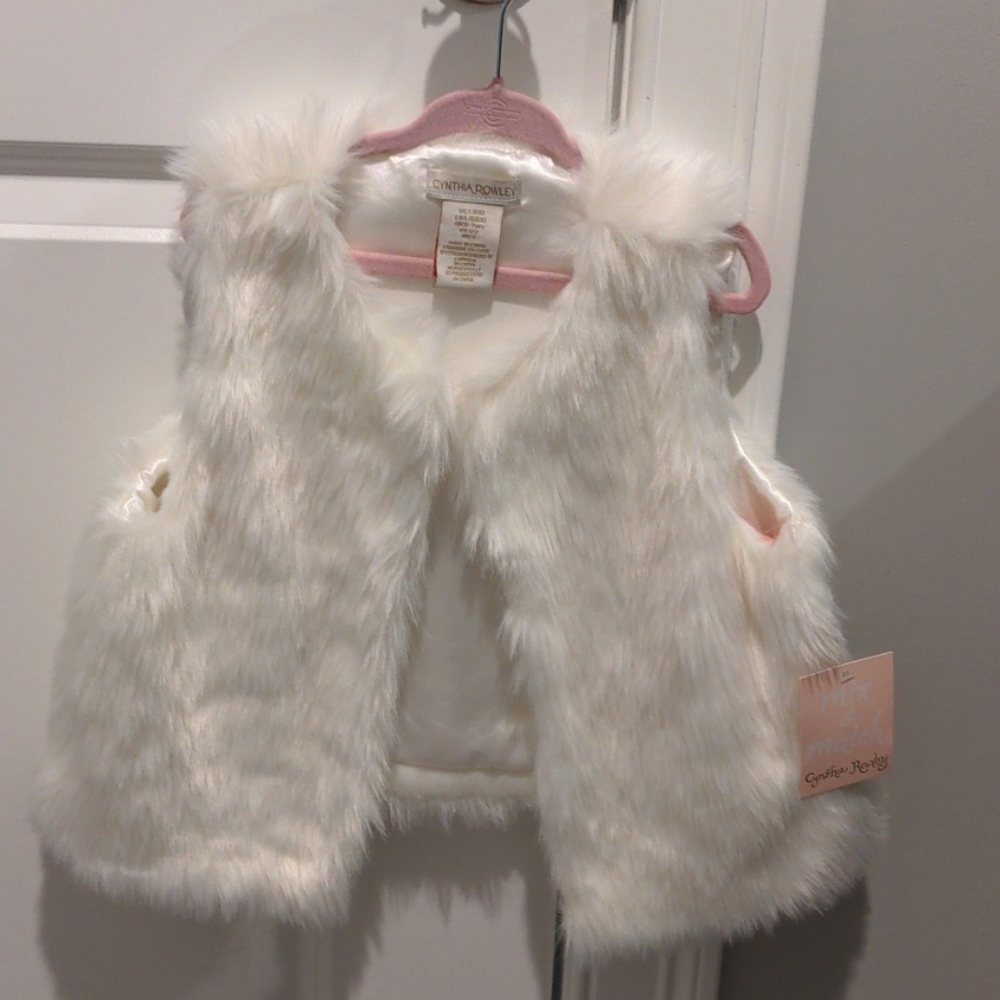 Cynthia Rowley white faux fur vest